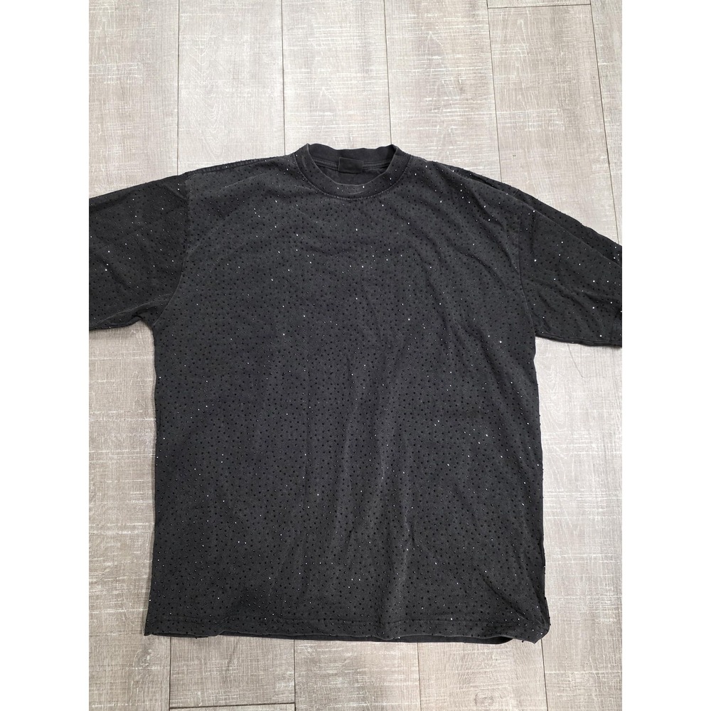 Balenciaga Shirt Mens Medium Black Sequin Polka Dot Stretch Designer‎ Luxury Tee